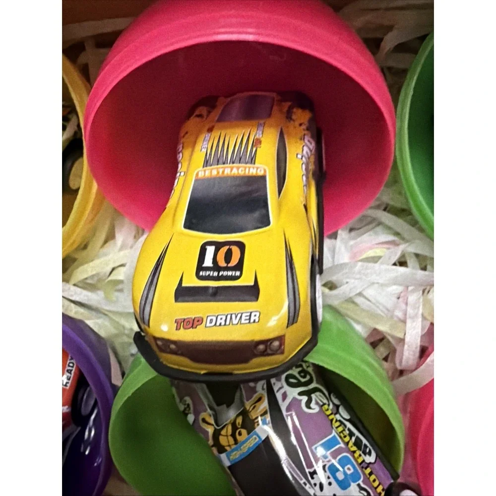 HiDreamy 12 Pack Pre-Filled Easter Eggs with Die-Cast Racing Cars Party Favors